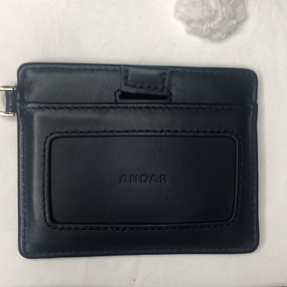 ANDAR Denner Wallet Classic Navy Blue with gold hardware.